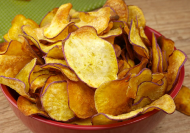 Chips de batata doce no forno