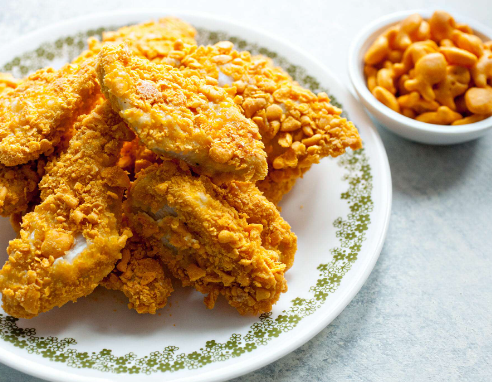 Frango empanado com farinha de aveia