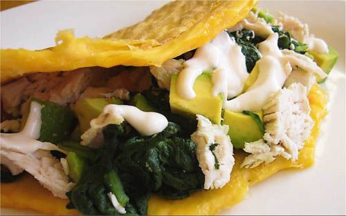Omelete de Frango, Abacate e Espinafre